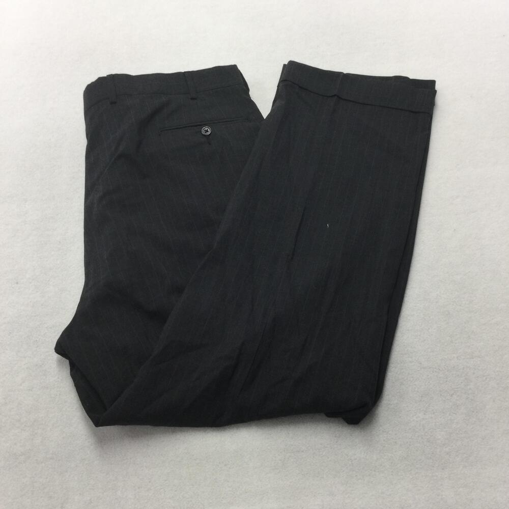 Brooks Brothers Brooksease Pants Mens 36x30 Gray Wool Pinstripe Cuffed Dress
